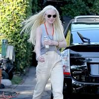 Lindsay Lohan showing off her styled hair as she leaves Byron n Tracey salon | Picture 68951